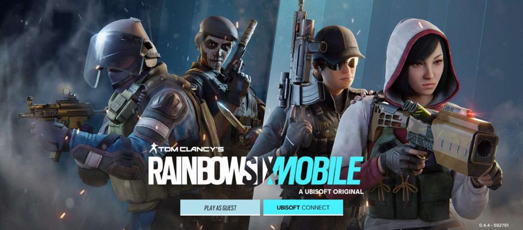 Các tùy chọn đăng nhập của Rainbow Six Mobile.