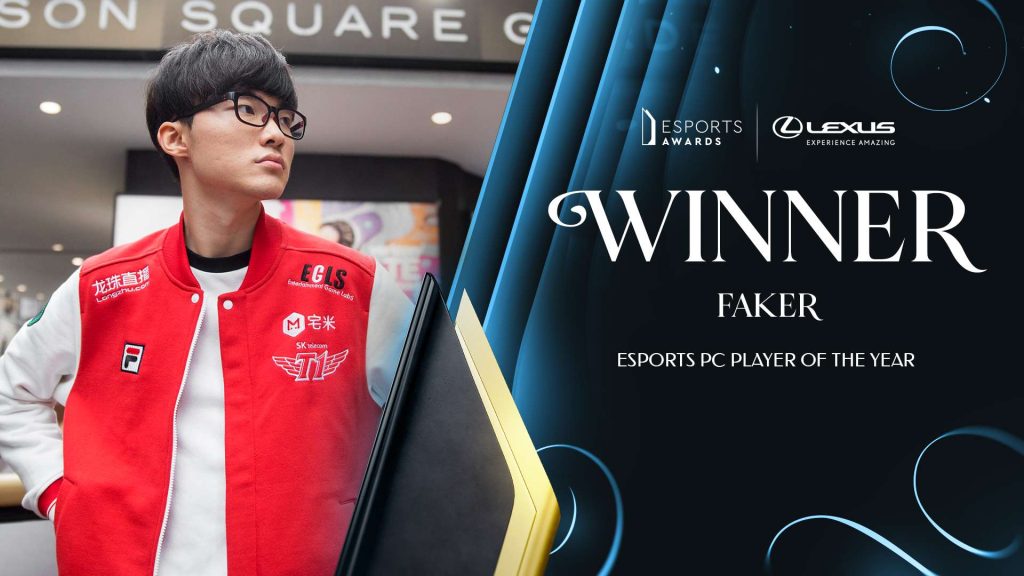 Giải thưởng Esports PC Player of the Year thuộc về Faker.