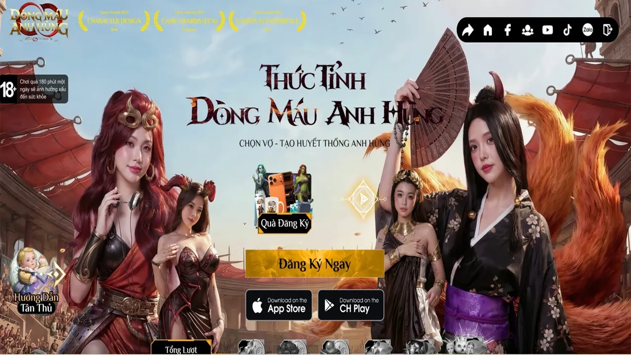 Hình ảnh oai phong của hai vị thần thoại Lạc Long Quân và Âu Cơ trong tựa game Bloodline: Dòng Máu Anh Hùng