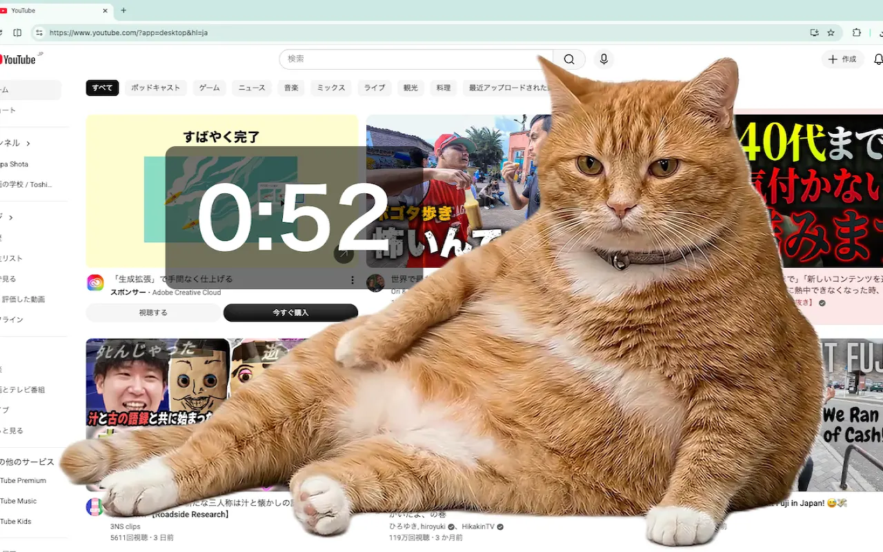 Giao diện chú mèo cam khổng lồ của tiện ích Cat Gatekeeper chặn màn hình mạng xã hội