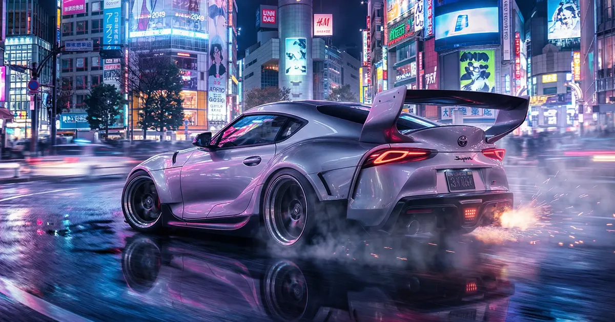 Khung cảnh đường phố Tokyo rực rỡ ánh đèn neon trong tựa game đua xe Forza Horizon 6.