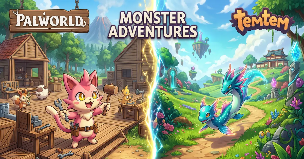 Lối chơi sinh tồn bắt thú của Temtem Pioneers khiến nhiều người liên tưởng đến Palworld.