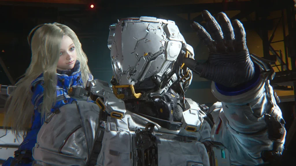 Hình ảnh nhân vật Hugh và cô bé Diana ăn mừng thành tích tựa game Pragmata cán mốc doanh thu 1 triệu bản chỉ sau 2 ngày phát hành