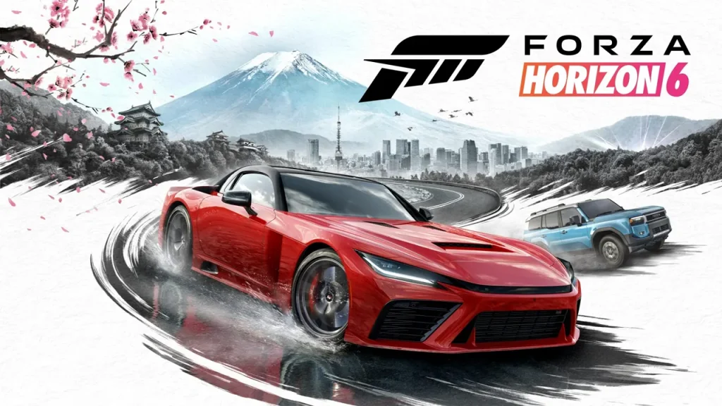 Hình ảnh siêu xe đua cực ngầu trên đường phố Tokyo rực rỡ ánh đèn neon trong game Forza Horizon 6