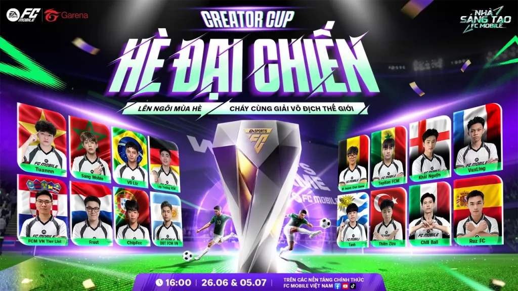 Giải đấu eSports FC Mobile Creator Cup 2026 mang tên Hè Đại Chiến do Garena tổ chức