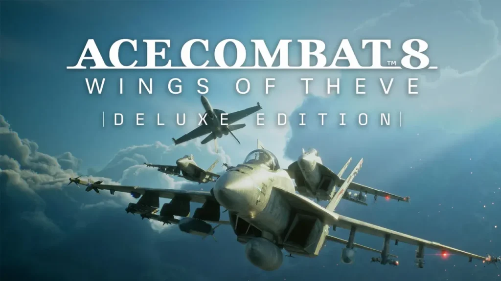 Cận cảnh phi công và buồng lái chiến đấu cơ giữa nhiều tầng mây trong Ace Combat 8.