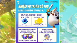 Infographic Appreciation Missions của TFT với bốn phần thưởng và điều kiện nhận từ bản 19.1.