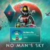 Nhân vật và tàu vũ trụ trên hành tinh xanh trong No Man’s Sky bản iPad.