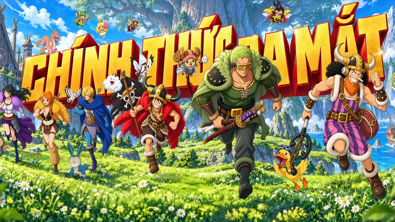Nhóm nhân vật hải tặc trên banner Pirate Legends.